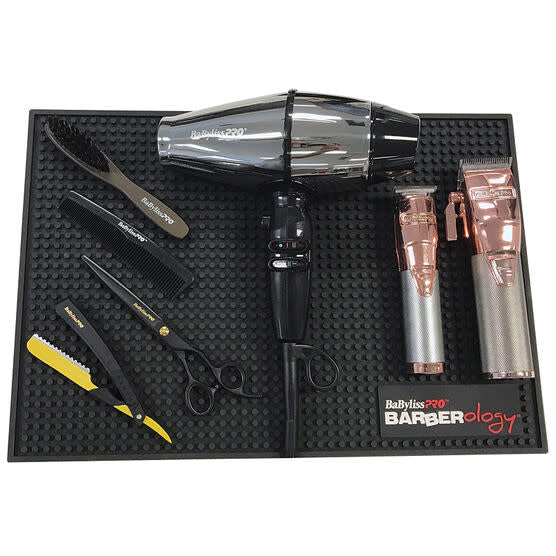 Tapis de poste de travail professionnel BARBERology "BWSM1R" (45.7cm/18" x 30.4cm/12") Noir