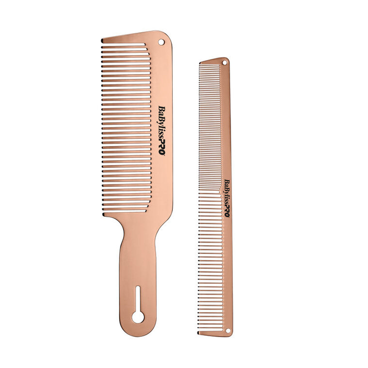 Duo de Peigne pour tondeuse et coupe Barberology "Metal Comb Set RoseFX" (19,05cm/7,5" et 22,8cm/9") - Rose Gold