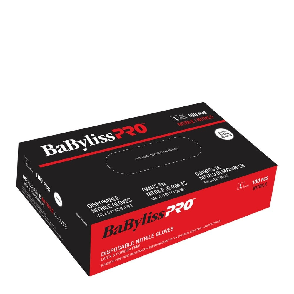 Gants de nitrile jetables - Blanc - Grand (Boite de 100)