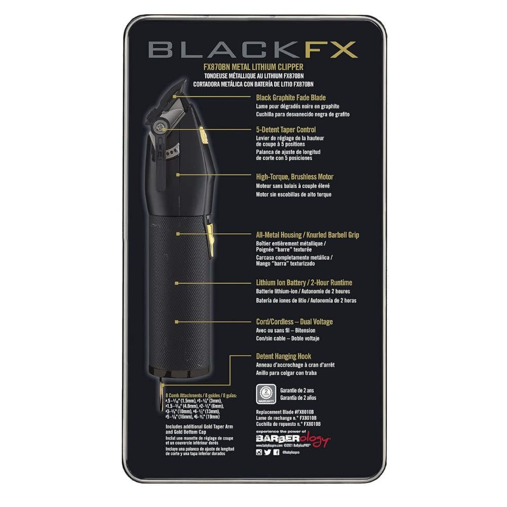 Tondeuse métallique avec batterie lithium ion BlackFX FX870BN - Noir