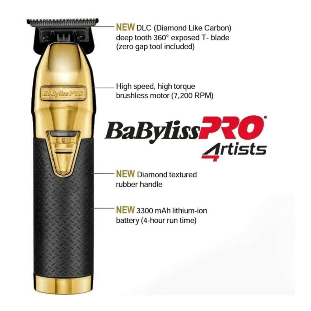 BaByliss PRO - Tondeuse métallique sans fil avec pile lithium-ion collection influenceurs FX787GBP Boost+ - Or