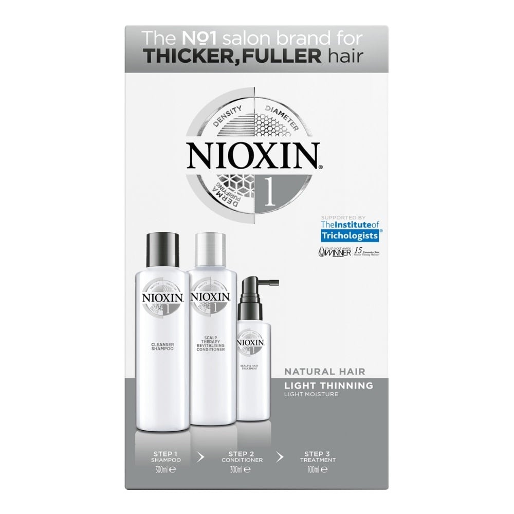 System 1 Shampoo, Conditioner and Scalp Treatment Trio - For Natural Hair with Light Thinning (2x 300ml/10.1oz, 1x 100ml/3.38oz)