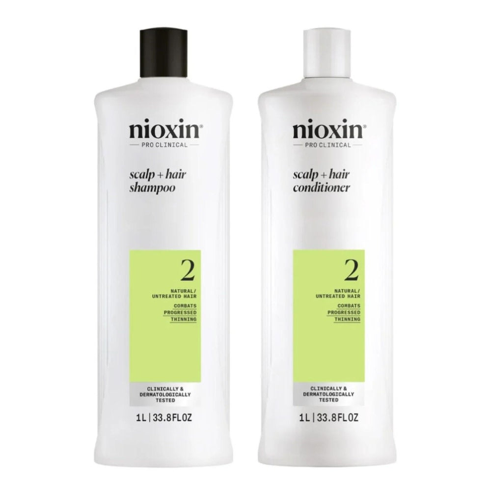Duo shampoing et revitalisant cheveux + cuir chevelu Système 2 - Pour cheveux naturels avec chute avancée (2x 1000ml/33.8oz)