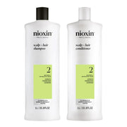 Duo shampoing et revitalisant cheveux + cuir chevelu Système 2 - Pour cheveux naturels avec chute avancée (2x 1000ml/33.8oz)