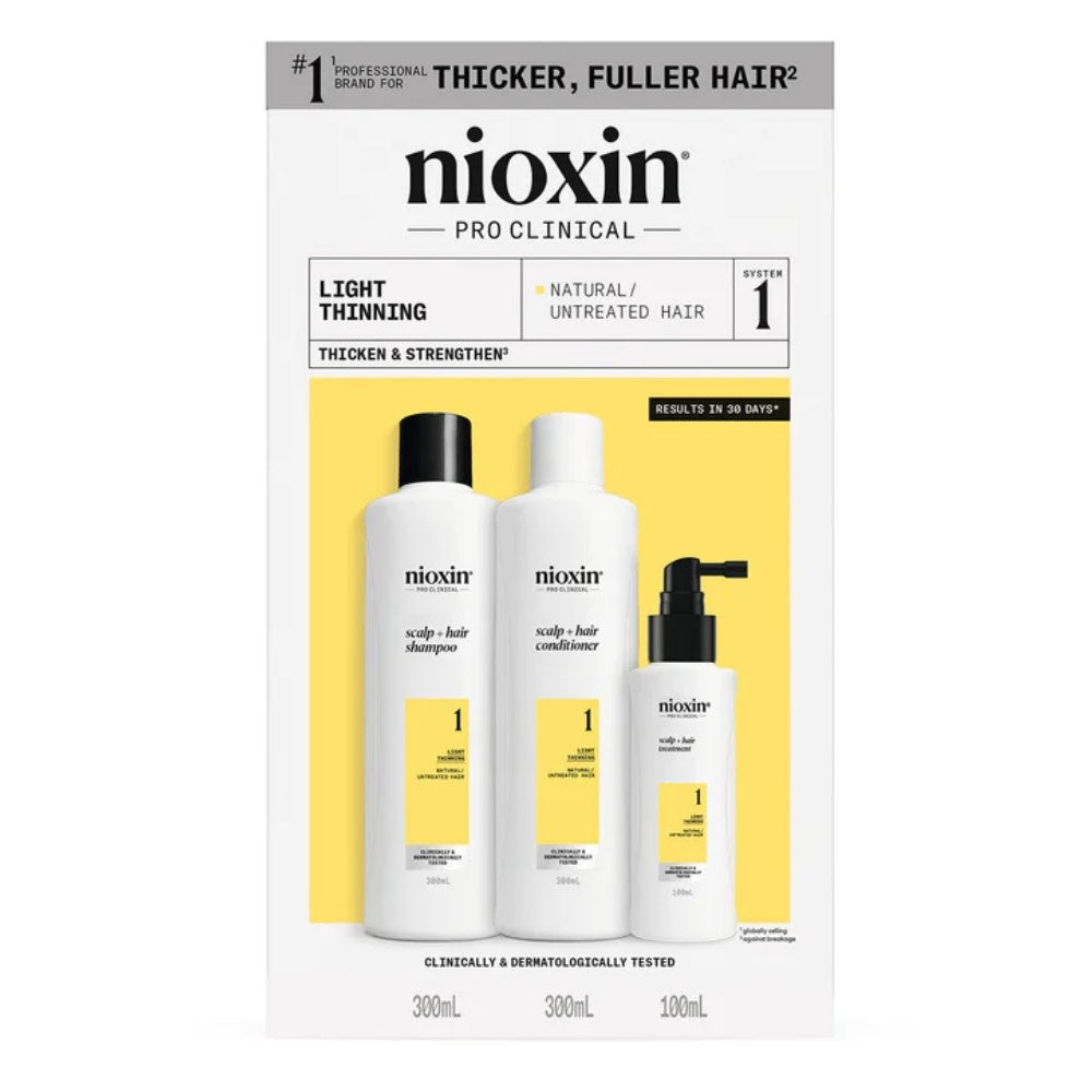System 1 Shampoo, Conditioner and Scalp Treatment Trio - For Natural Hair with Light Thinning (2x 300ml/10.1oz, 1x 100ml/3.38oz)