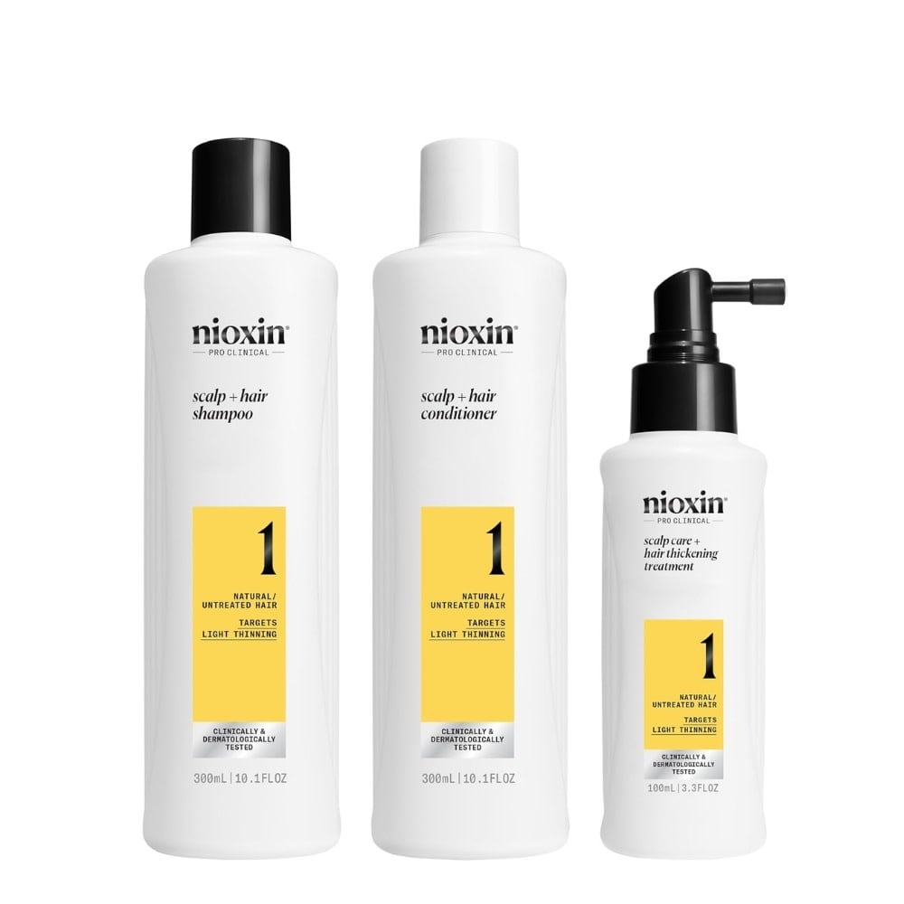 System 1 Shampoo, Conditioner and Scalp Treatment Trio - For Natural Hair with Light Thinning (2x 300ml/10.1oz, 1x 100ml/3.38oz)