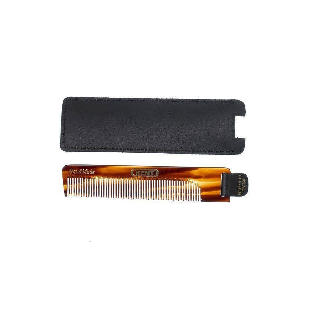 KENT. - Peigne de poche avec étui de cuir - Pour cheveux fins (112mm/4.4") - Nu 22 Case