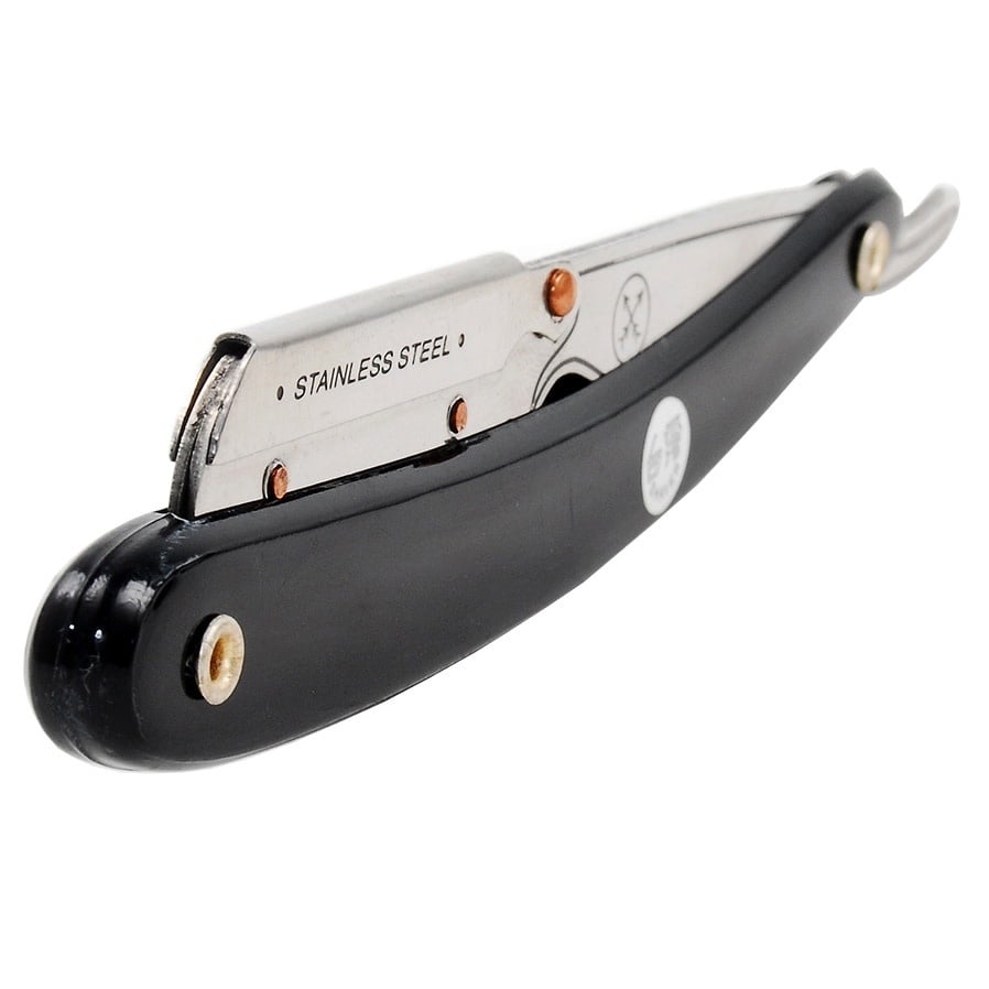 SRB Straight blade barber razor with clip system - Black resin