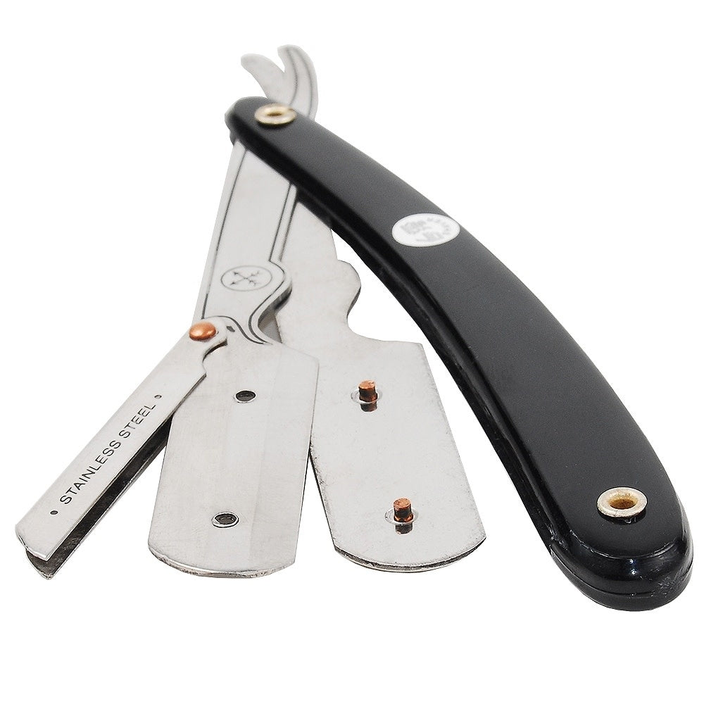SRB Straight blade barber razor with clip system - Black resin