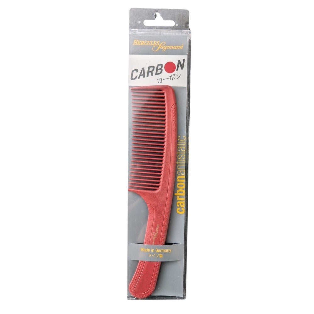 Peigne à manche antistatique avec dents larges Carbon 11 (225mm/8.85") - Rouge