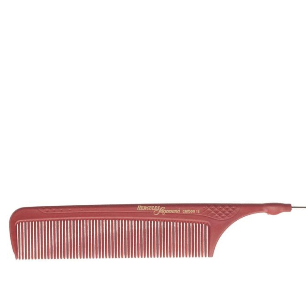 Peigne à queue métallique antistatique Carbon 18 (223mm/8.75") - Rouge