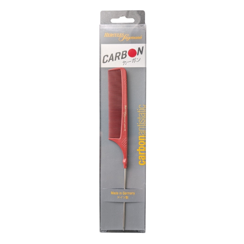 Peigne à queue métallique antistatique Carbon 18 (223mm/8.75") - Rouge