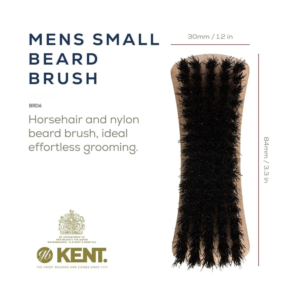 KENT. - Brosse à barbe noeud papillion - Fabriqué en bois d'hêtre et poils en crin de cheval (84mm/3.31") - BRD6