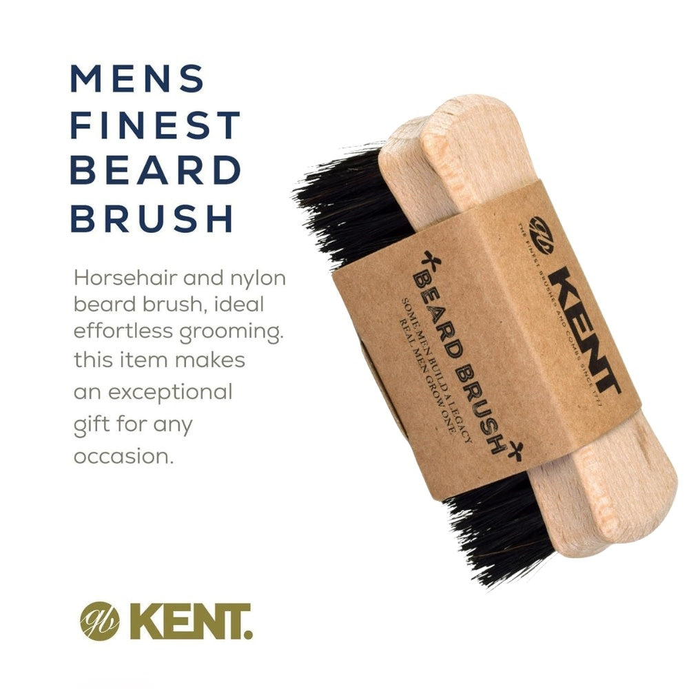 KENT. - Brosse à barbe noeud papillion - Fabriqué en bois d'hêtre et poils en crin de cheval (84mm/3.31") - BRD6