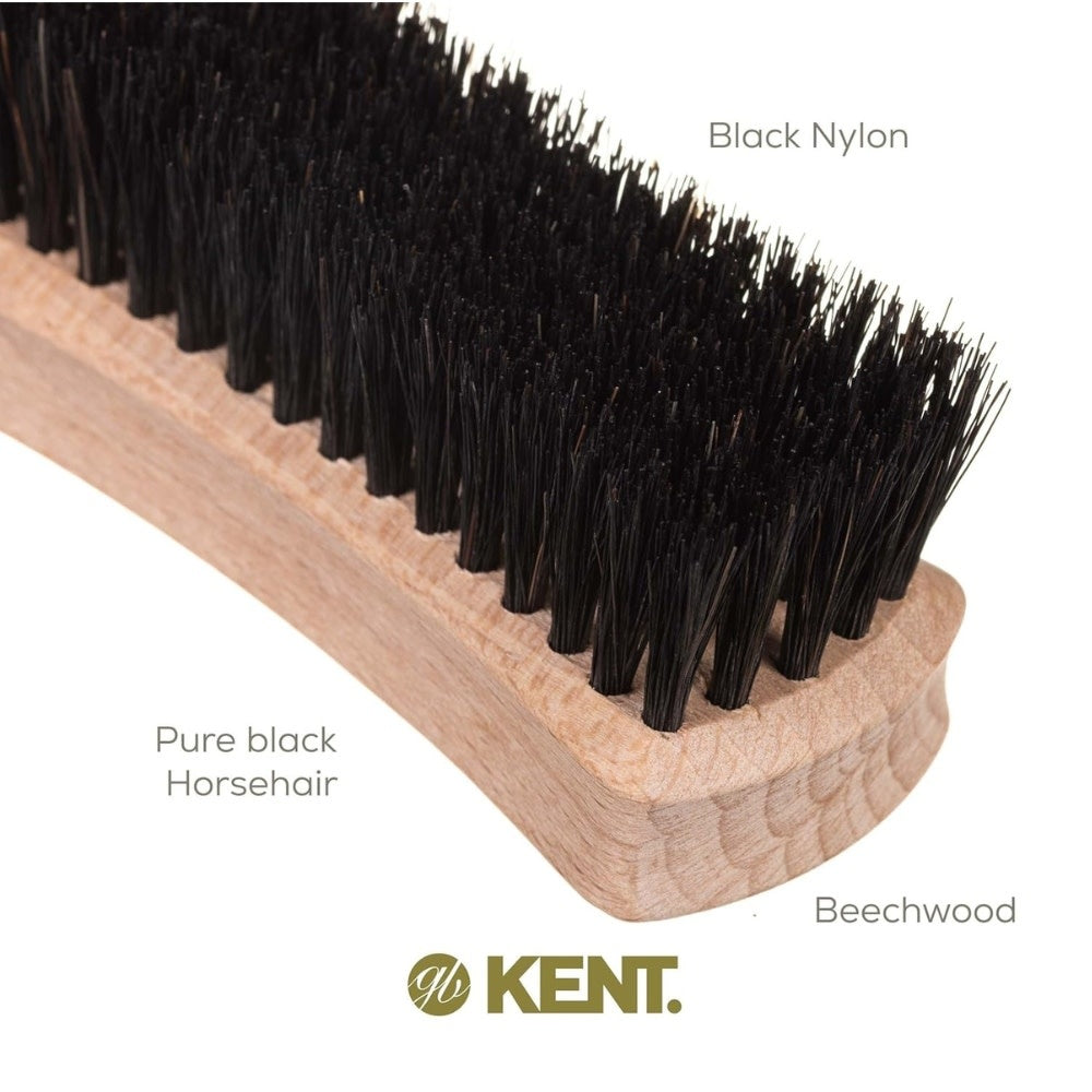 KENT. - Brosse à barbe noeud papillion - Fabriqué en bois d'hêtre et poils en crin de cheval (84mm/3.31") - BRD6