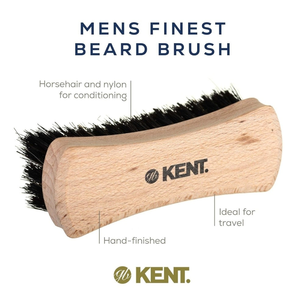 KENT. - Brosse à barbe noeud papillion - Fabriqué en bois d'hêtre et poils en crin de cheval (84mm/3.31") - BRD6