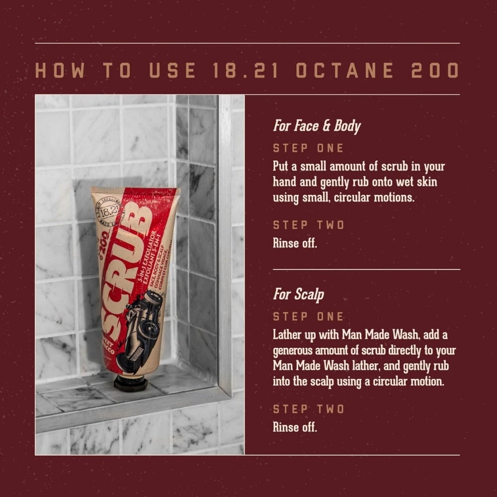 Octane 200 Sweet Tobacco 3 in 1 Face, Body & Scalp Scrub (178ml/6.0oz)