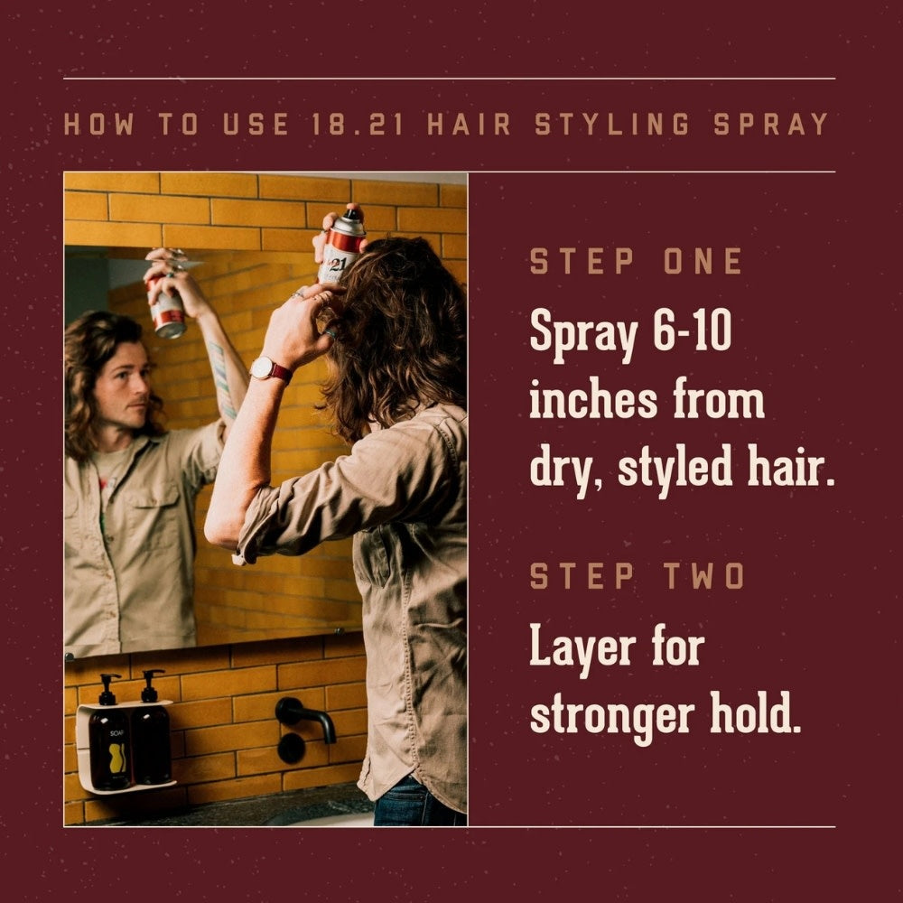 18.21 Man Made - Vaporisateur de fixation "Sweet Tobacco Premium Hair Spray" - Tenue flexible, brilliance légère