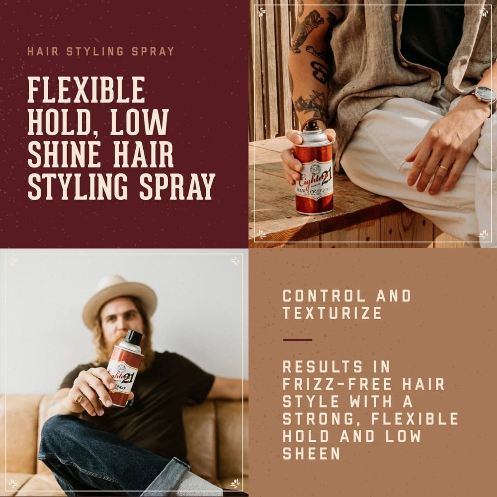18.21 Man Made - Vaporisateur de fixation "Sweet Tobacco Premium Hair Spray" - Tenue flexible, brilliance légère