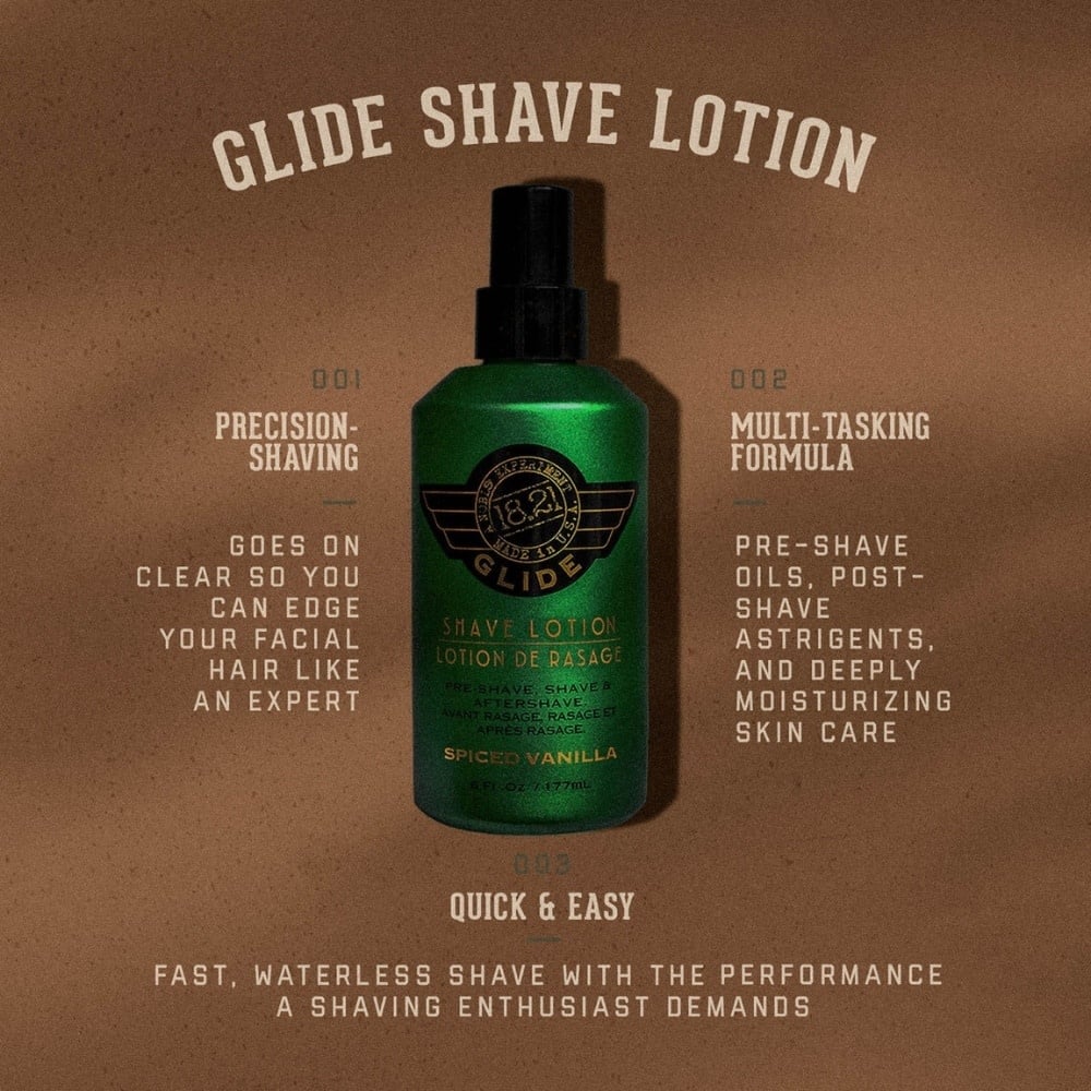 Lotion de rasage,  avant rasage, rasage et après rasage "Spiced Vanilla Glide"
