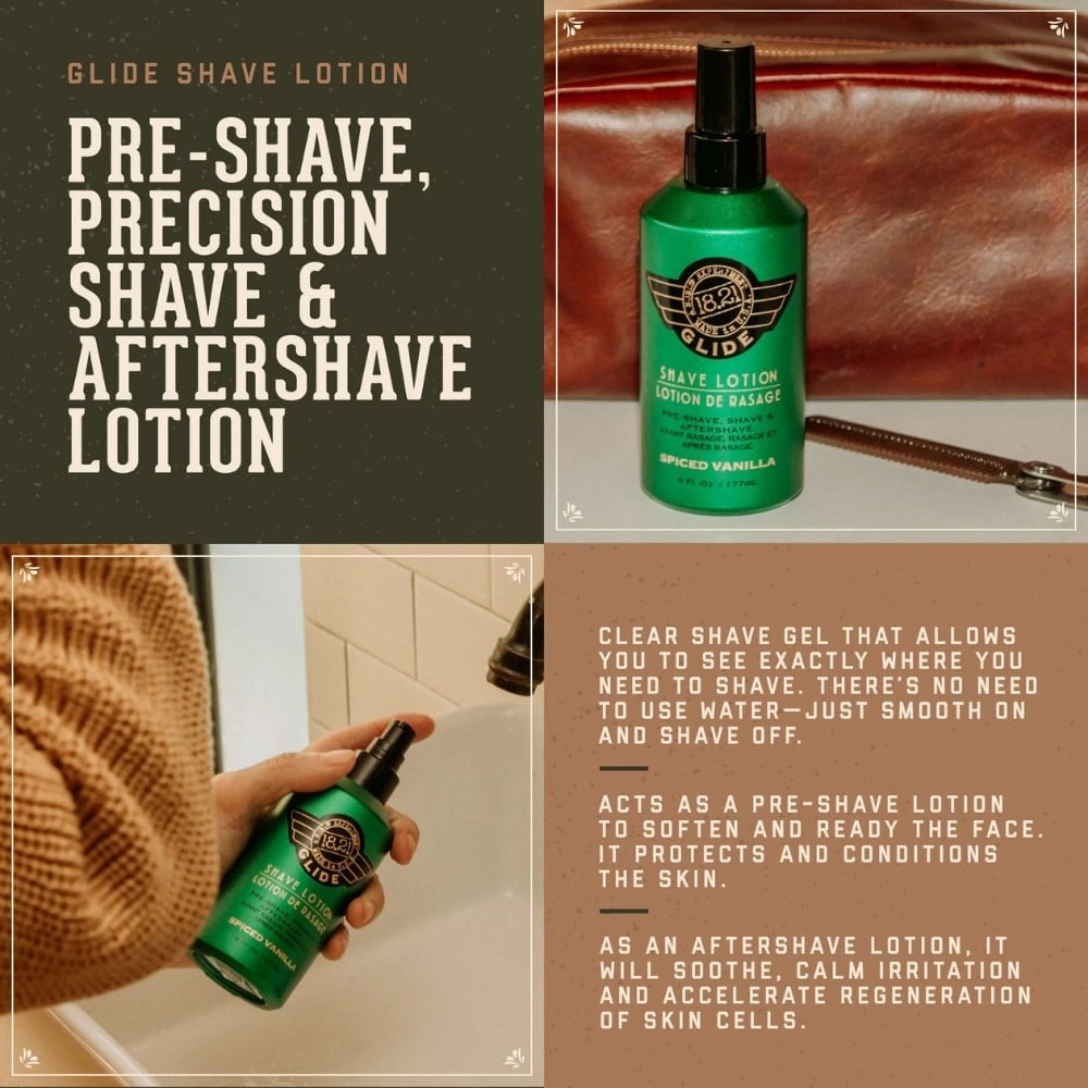 Lotion de rasage,  avant rasage, rasage et après rasage "Spiced Vanilla Glide"