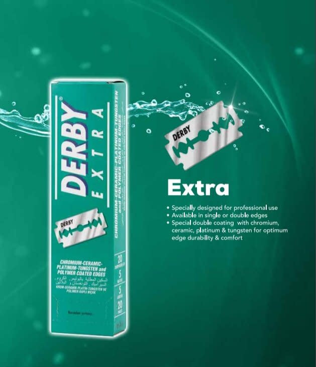 Derby - 100 Lames de rasoir à double tranchant en acier inoxydable Extra (20 x 5 Lames)
