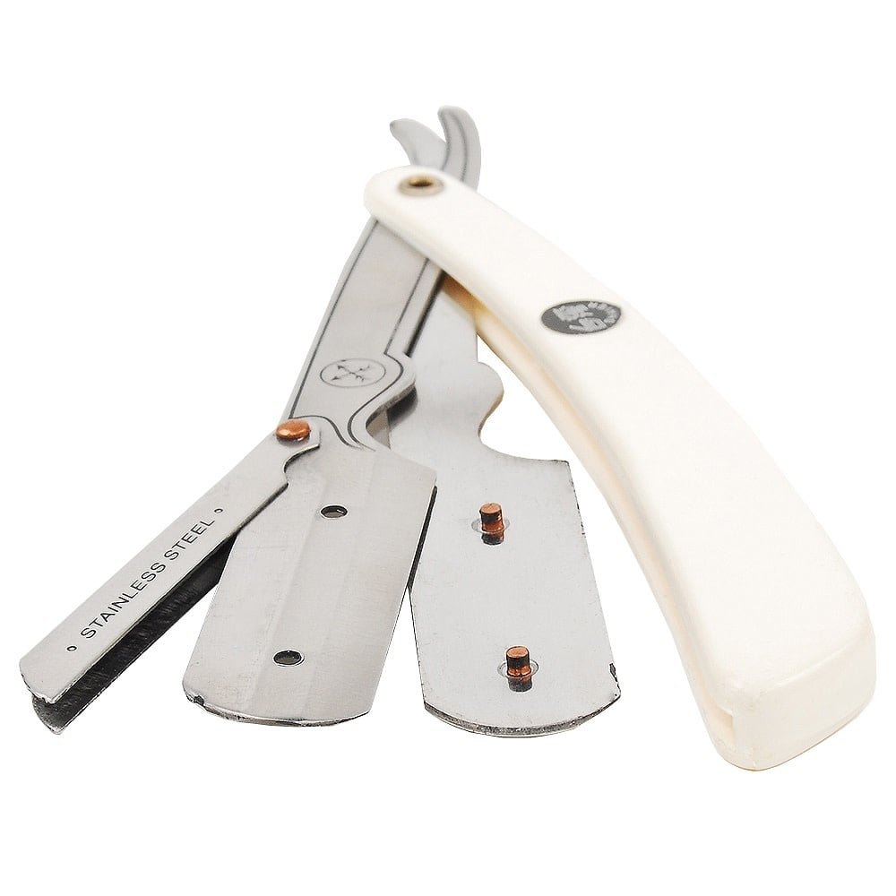 SRW Straight blade barber razor with clip system - White resin