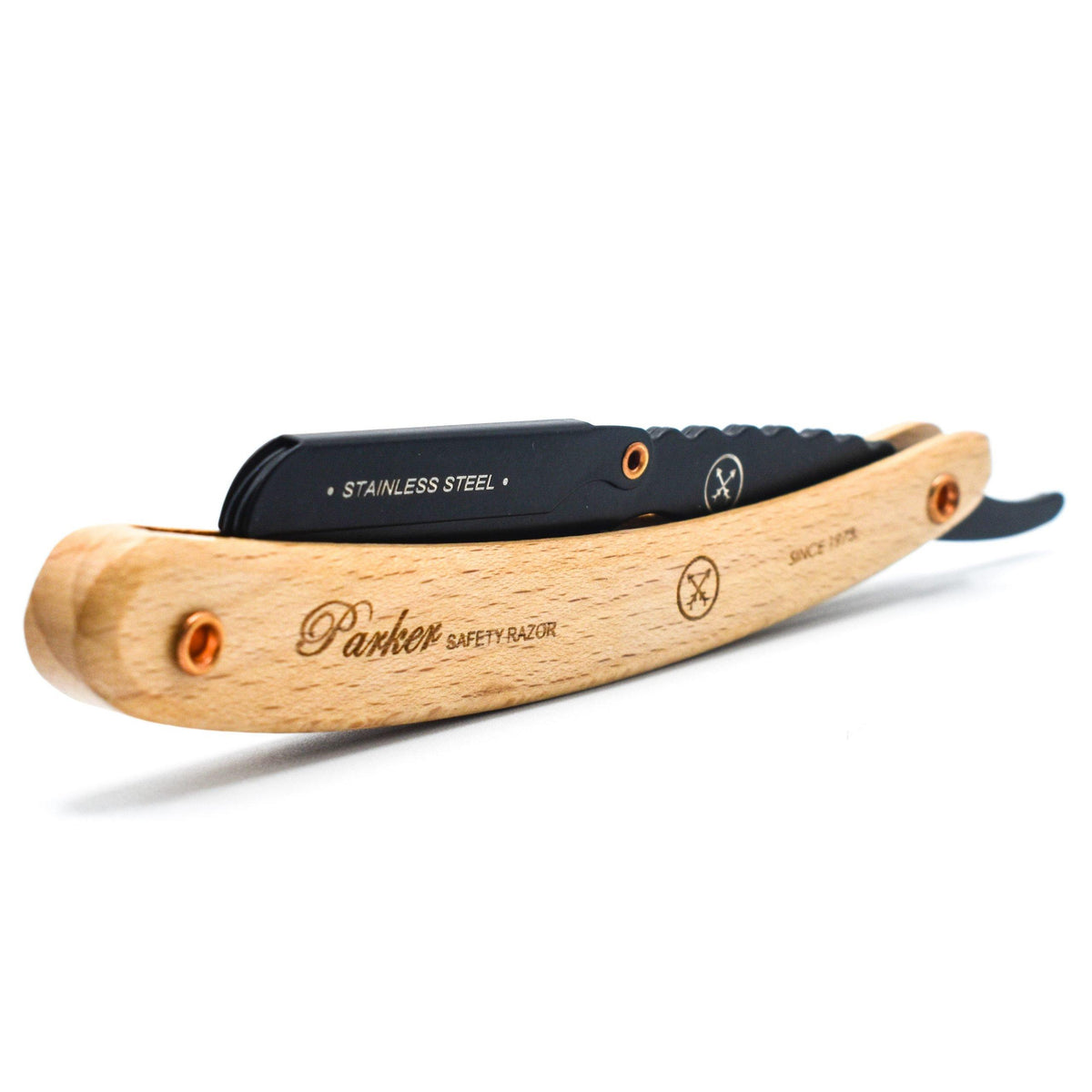 Rasoir de barbier à lame droite SRP avec système de clip - Bois de Pin