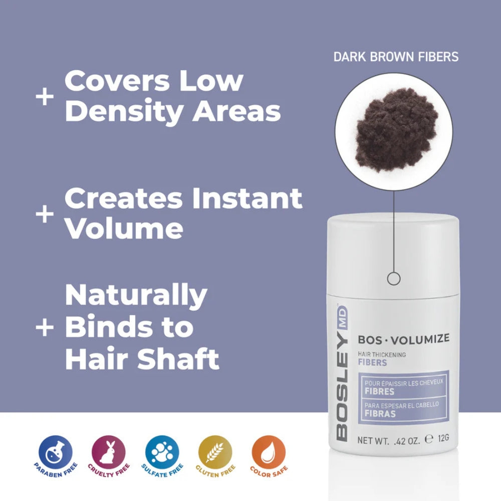 BosVolumize Hair Thickening Fiber (DARK BROWN) (12g/0.42oz)