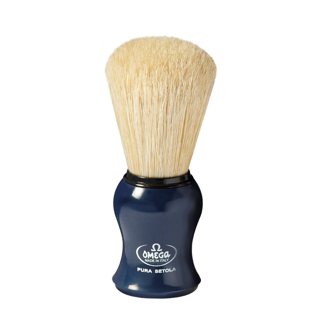 Pure Hog Bristle Shaving Brush #10065 blue plastic handle - Medium (23mm/0.90")