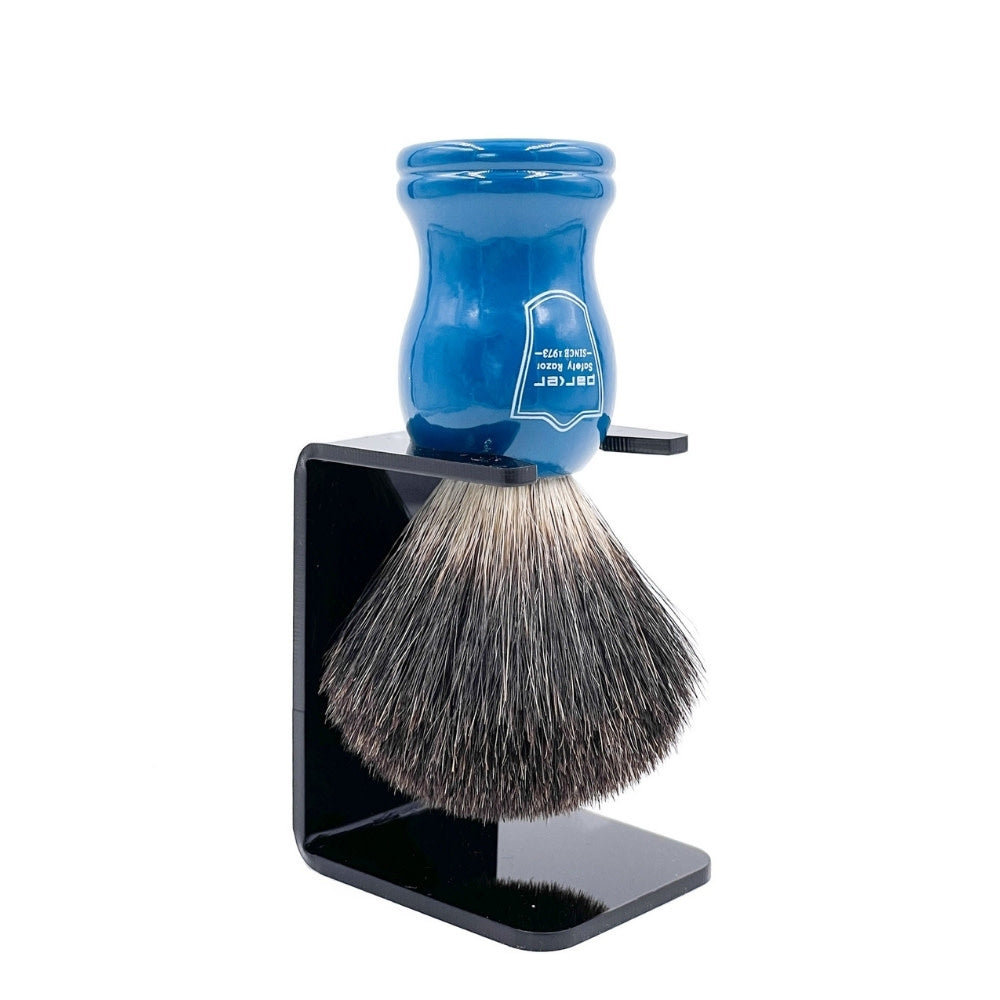 Blaireau de rasage en poils de blaireau noir "Black Badger" avec manche en bois bleu - Medium (20mm/0.79") - BLBB