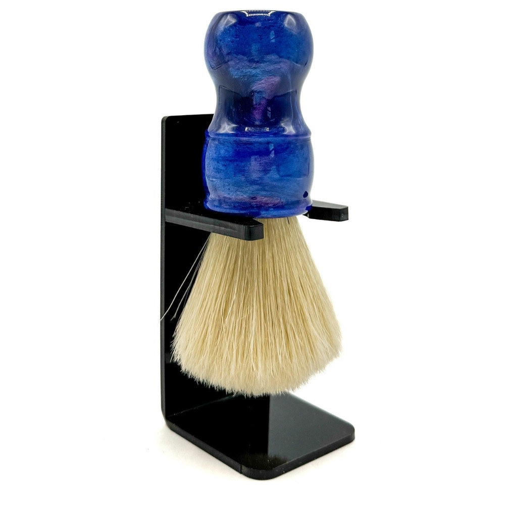 Shaving Brush with 100% Deluxe Boar Bristles and Iridescent Blue Resin Handle - Medium (24mm/0.94") - BLBO2