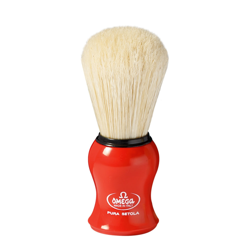 Pure Hog Bristle Shaving Brush #10065 red plastic handle - Medium (23mm/0.90")