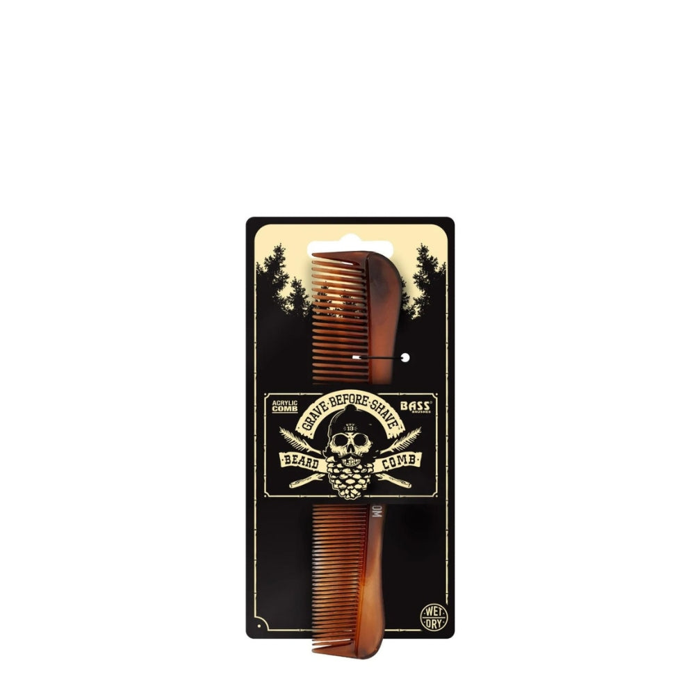 Acrylic Comb with Fine and Wide Teeth - Tortoise shell finish