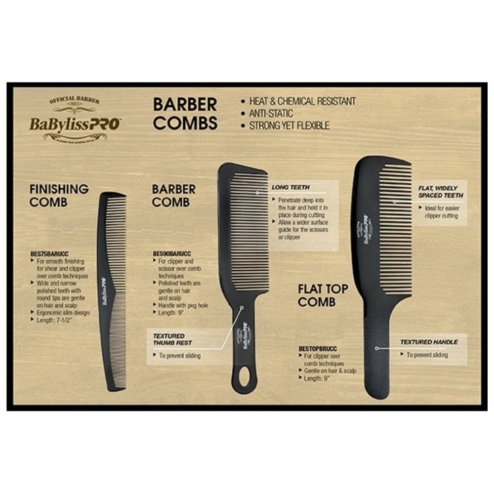 Peigne de barbier "Barber Comb Official Barber Tools" (22,8cm/9") - Noir