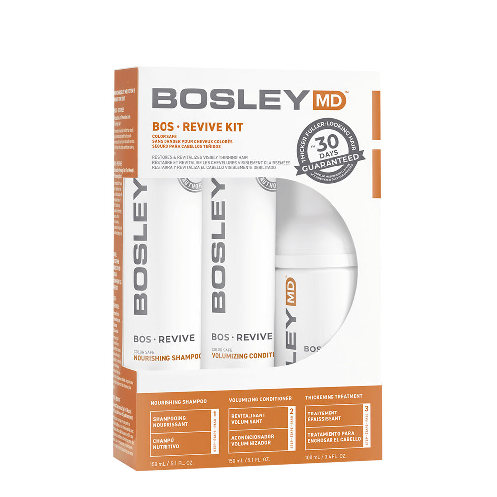 BosRevive Volumizing Kit with Shampoo, Conditioner and Treatment - For Visibly Thinning Hair Color-Treated Hair (2x150ml/5.1oz, 100ml/3.4oz)
