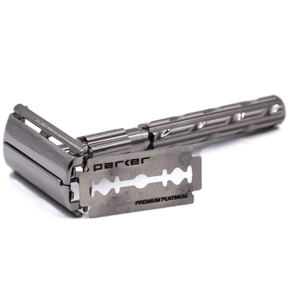 22R butterfly open safety razor - Gunmetal chrome