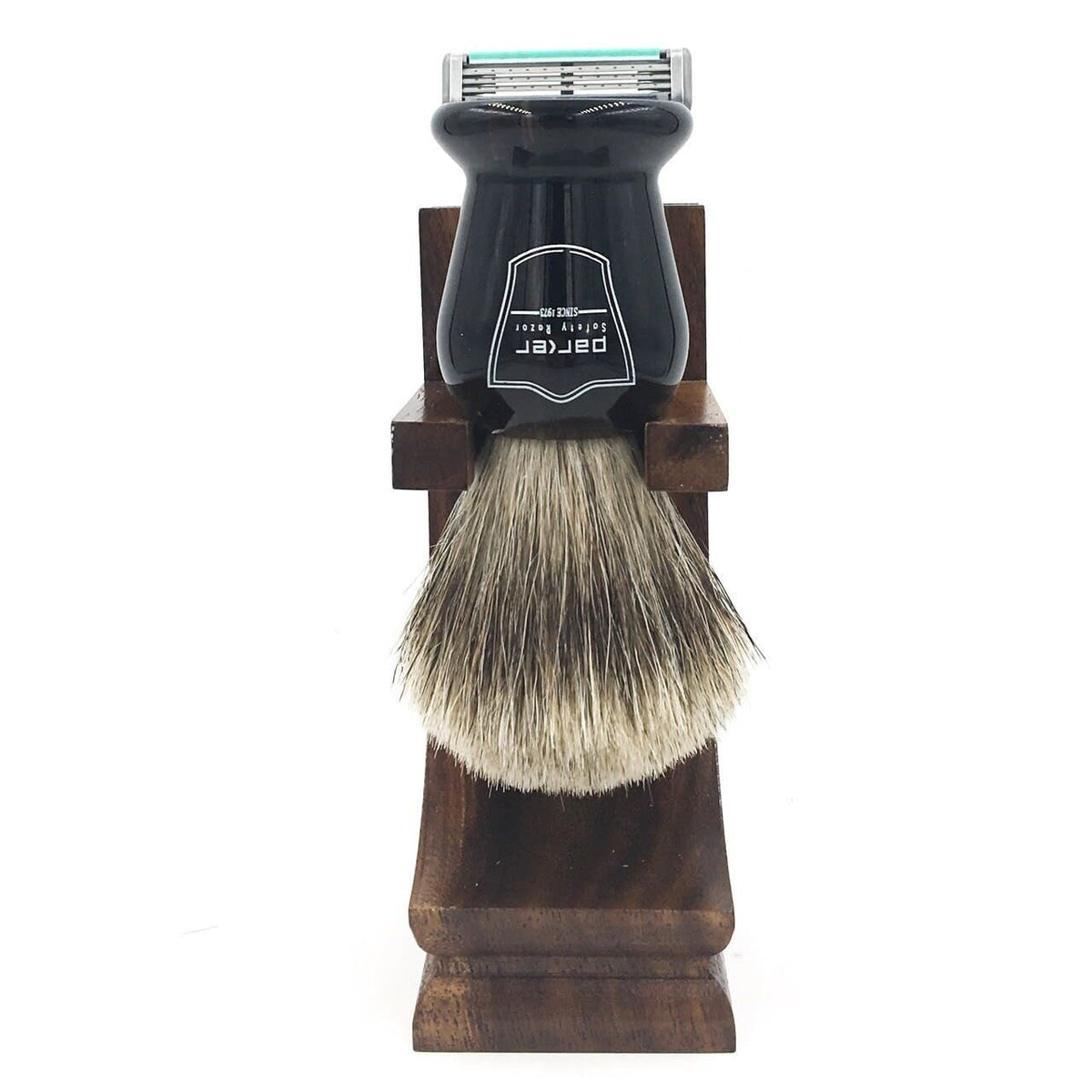 Shaving brush and razor stand - Walnut