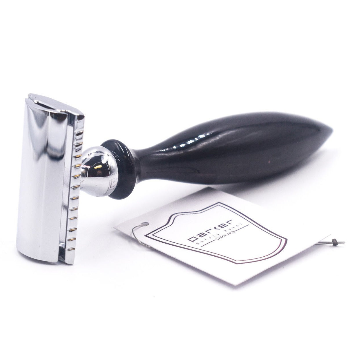 12R Buffalo Horn Handle 3 Piece Safety Razor - Black