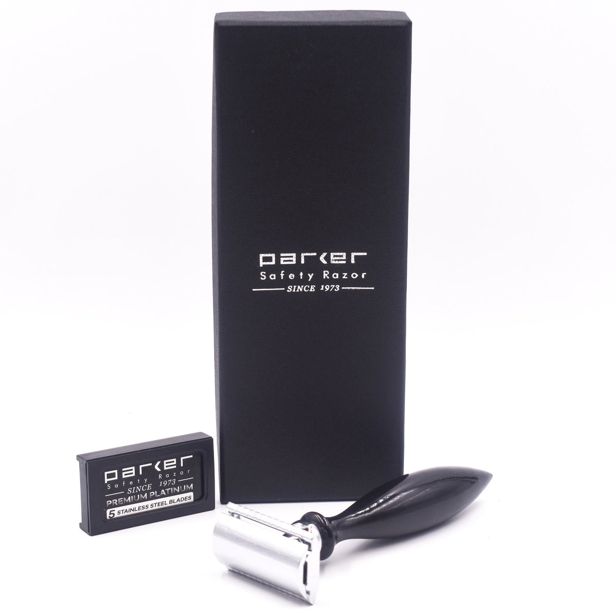 12R Buffalo Horn Handle 3 Piece Safety Razor - Black