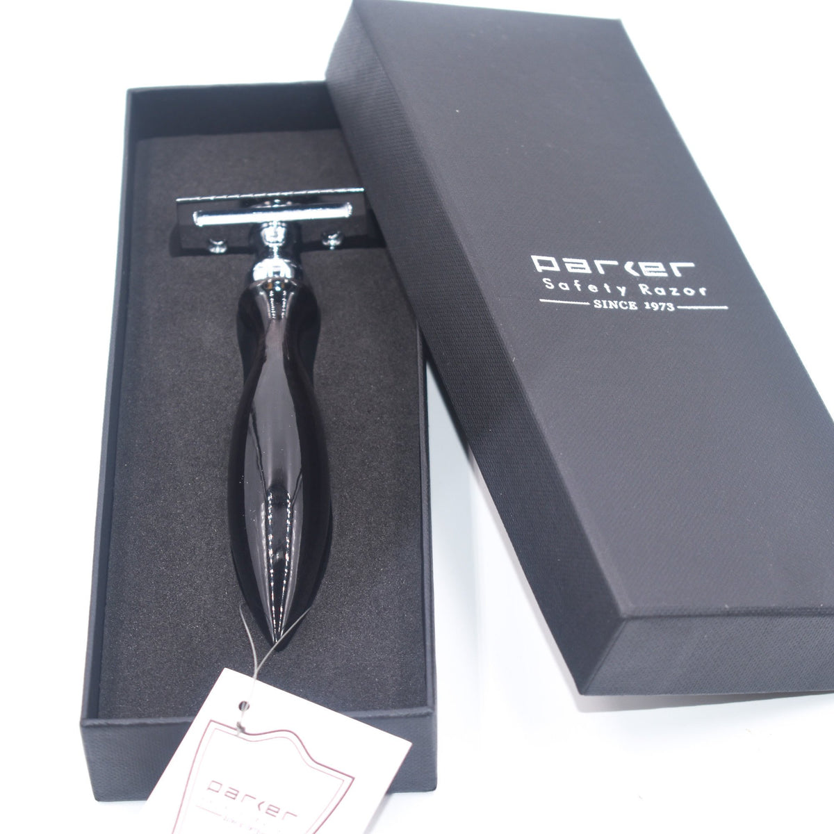 12R Buffalo Horn Handle 3 Piece Safety Razor - Black