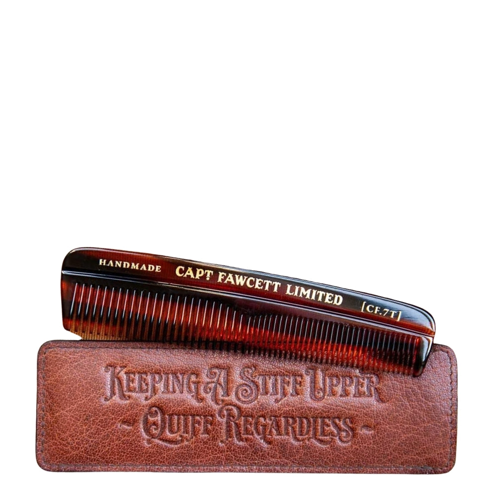 Fine Toothed Pocket Hair Comb CF.7T with Leather Case (132mm/5.20")