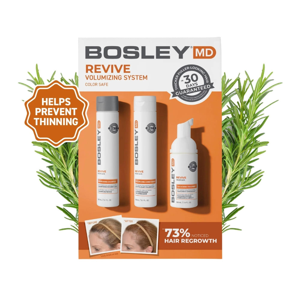 BosRevive Volumizing Kit with Shampoo, Conditioner and Treatment - For Visibly Thinning Hair Color-Treated Hair (2x150ml/5.1oz, 100ml/3.4oz)