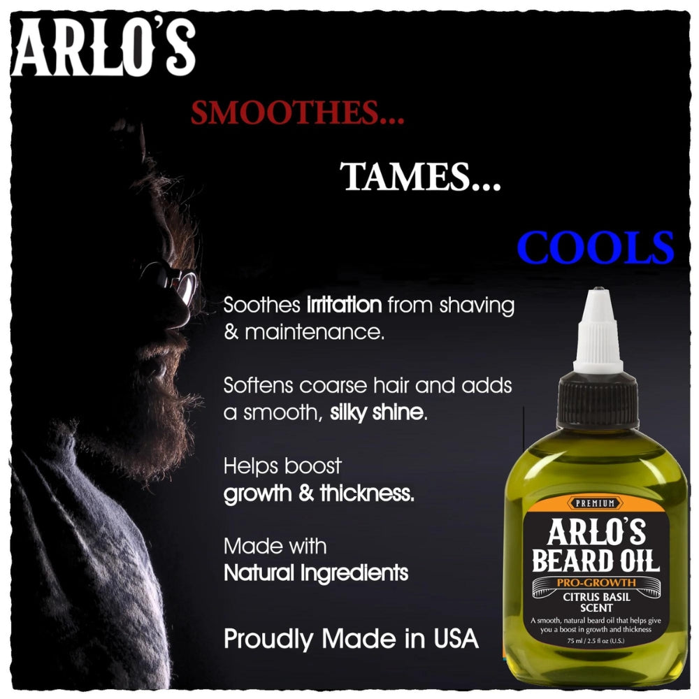 Huile à barbe "Pro-Growth" parfum d'agrumes et basilic (75ml/2.5oz)