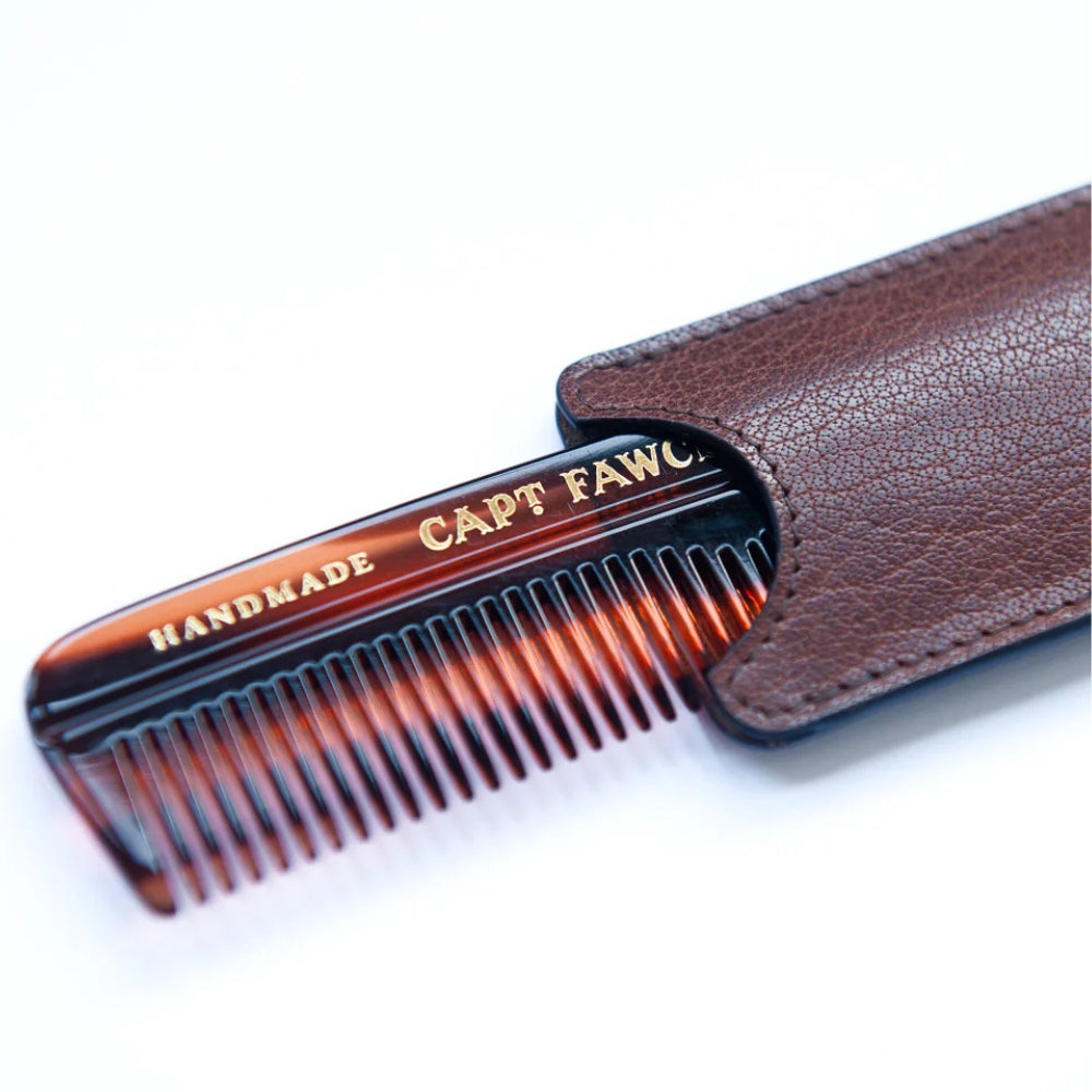 Peigne de poche à dents fines CF.7T avec étui en cuir (132mm/5.20")