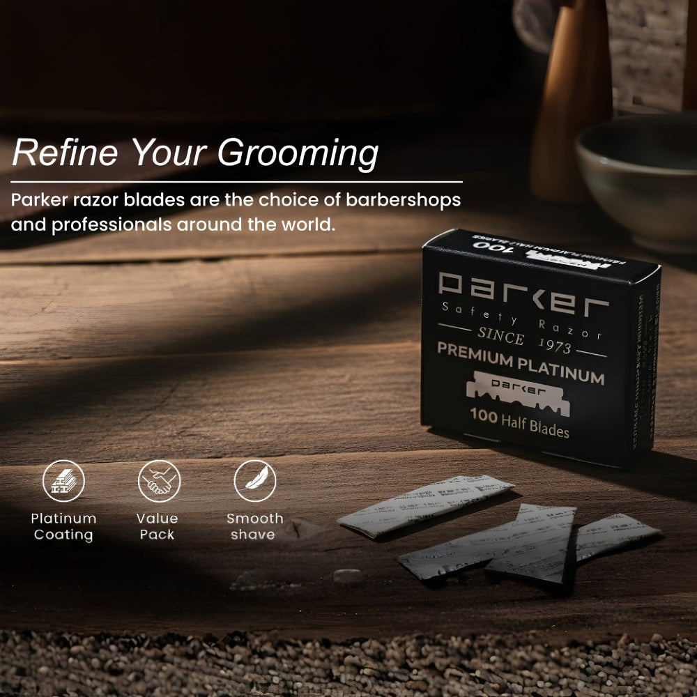 Premium Platinum half blades for Barber Razor (100 blades)