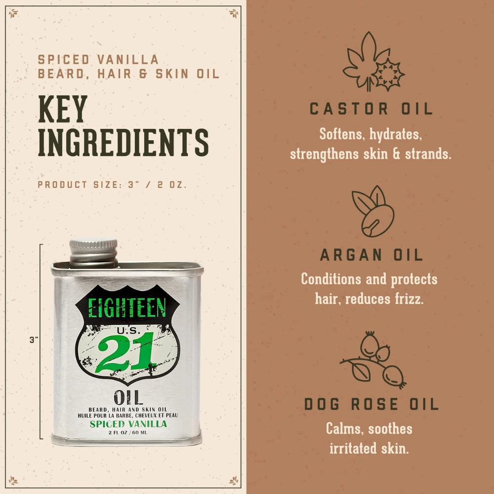 Spiced Vanilla Beard, Hair and Skin Oil (60ml/2.0oz)