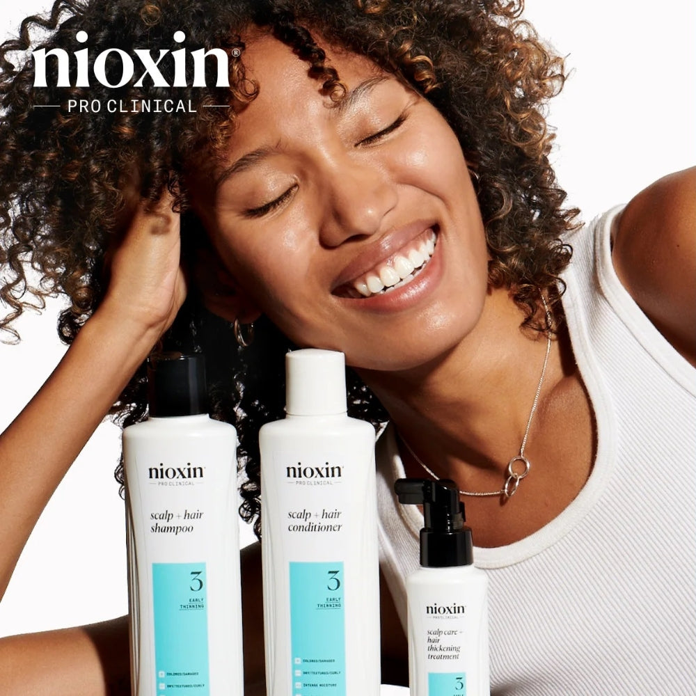System 3 Cleanser Shampoo, Scalp Therapy Conditioner and Scalp & Hair Treatment Trio - For Colour Treated Hair with Light Thinning (2x 300ml/10.1oz, 1x 100ml/3.38oz)