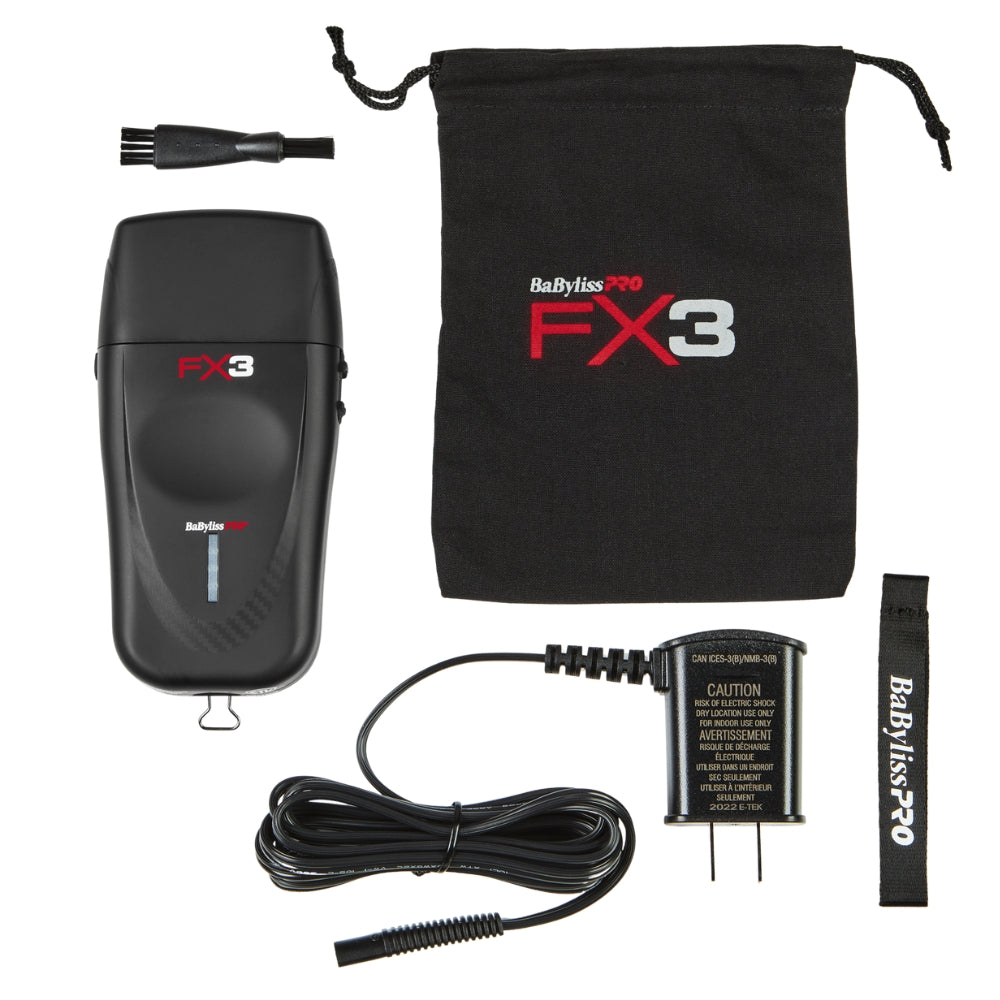 BaByliss PRO - "FXX3SB" High Speed ​​Twin Blade Cordless Shaver with 3rd Generation Ferrari Motor - Black