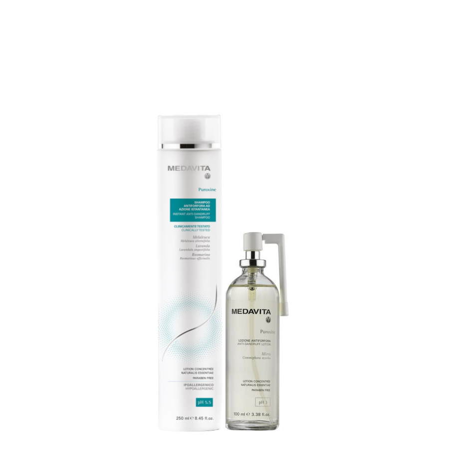 Puroxine Anti-Dandruff Solution purifying shampoo and lotion - For scalp with dandruff problem (250ml/8.45oz and 100ml/3.38oz)